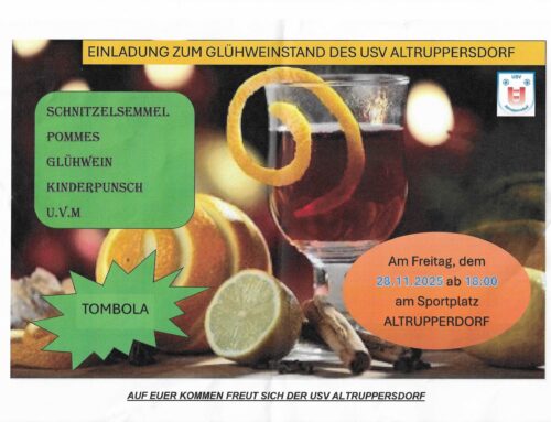 Einladung zum Glühweinstand des USV Altruppersdorf